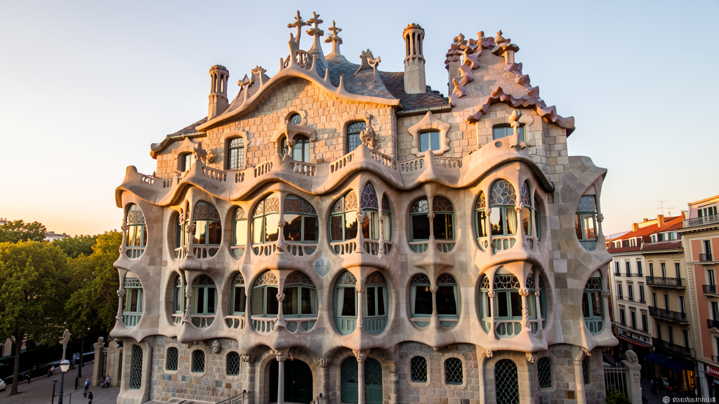 Casa Batlló facade in golden hour light