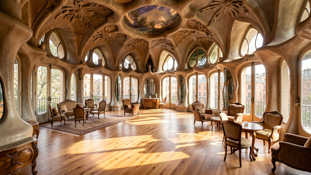 Noble floor of Casa Batlló with Gaudí furniture