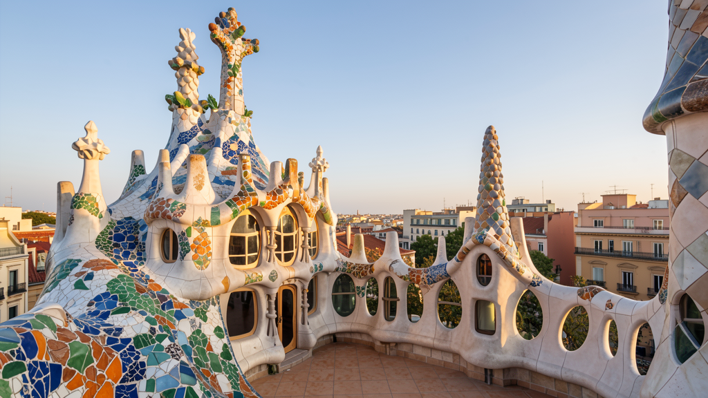 Casa Batlló rooftop terrace with dragon tower